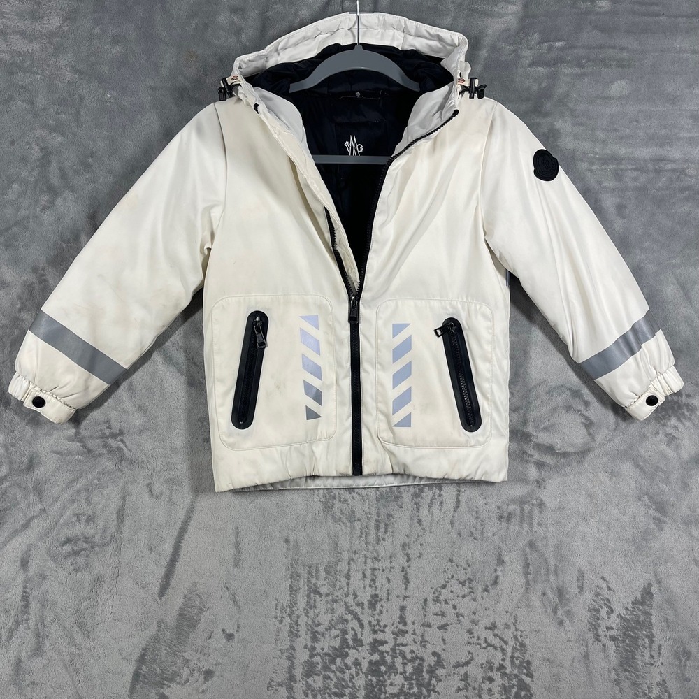 Moncler Grenoble Kids Down Jacket White Hooded Youth Size 130 Authentic‎